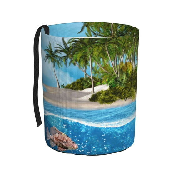 Naloa Island And Coral Reef Car Trash Can Garbage Car Accessories Trash Can Car Waste Bin for for Driver and Passenger Any Vehicle