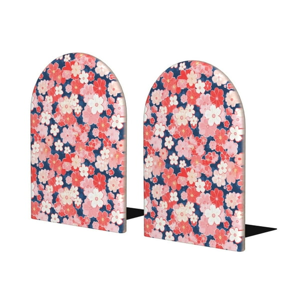 Naloa Japanese Cherry Blossoms 2 Pcs Bookend Large Capacity Office Book Ends for Home Office Library School Study Decoration