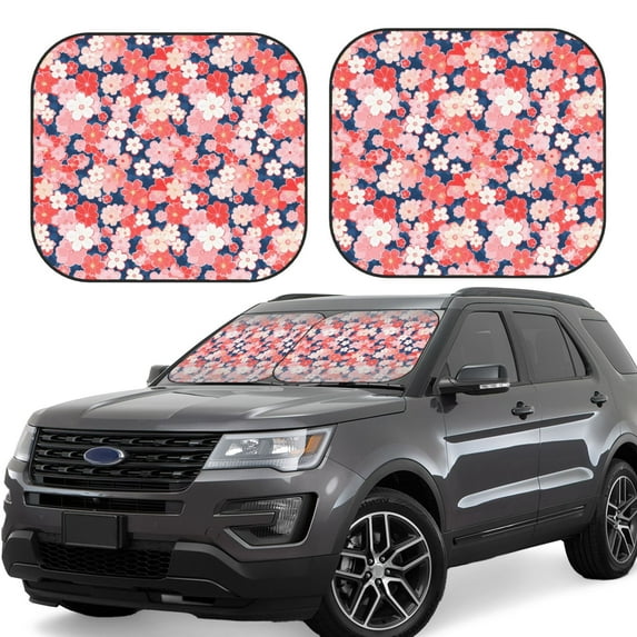 Naloa Japanese Cherry Blossoms 2 Piece Foldable Car Sun Shades, Car Windshield Sunshade, Front Window Sunshade for Car, Truck, SUV - Large