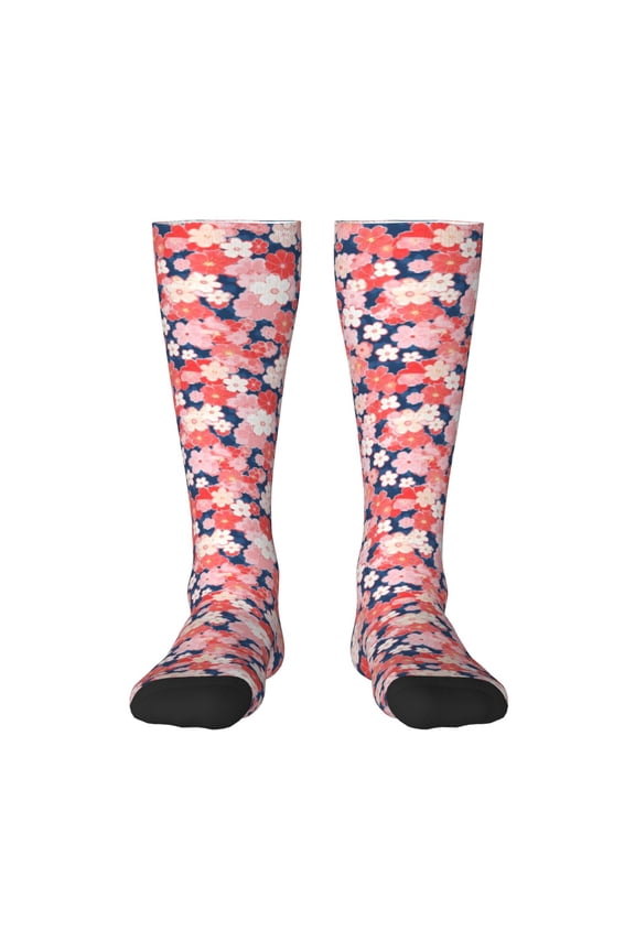Japanese Cherry Blossoms Thigh High Socks Extra Long Stretchy Sock Women Over Knee High Opaque Stocking Daily Wear