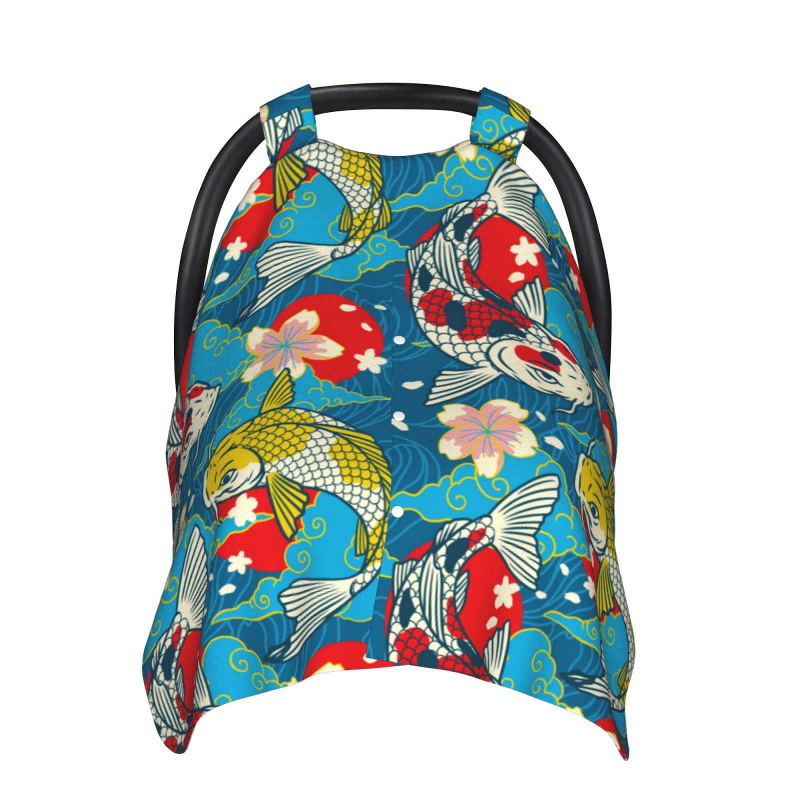 Naloa Japanese Koi Baby Car Seat Cover, Breathable Baby Carrier Cover, Multiuse Baby Carrier Cover & Nursing Breastfeeding Cover