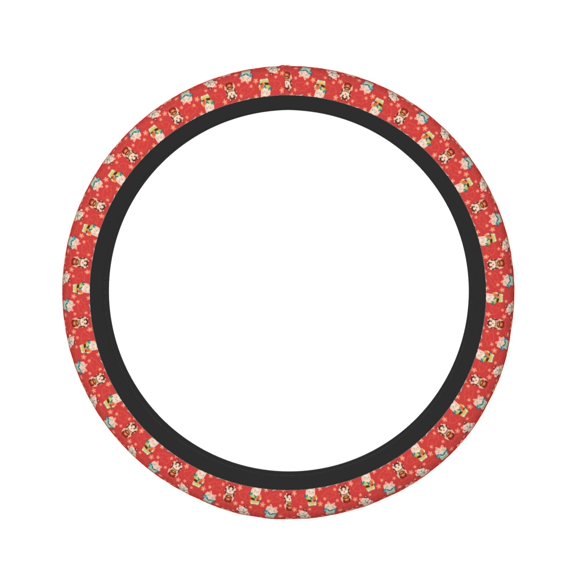 Naloa Japanese Maneki Cats Elastic Steering Wheel Cover, Auto Steering Wheel Cover – 15 Inch , Comfortable Grip, Fit Suvs,Vans Cars,Trucks