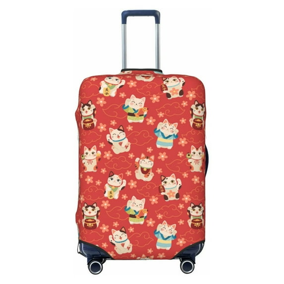 Naloa Japanese Maneki Cats Elastic Suitcase Protector, Travel Suitcase Protector Cover Fits 18-32in Suitcase - Small