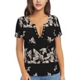 thumbnail image 1 of Naloa Japanese White Crane Print T-Shirts Short Sleeve V Neck Tees for Women Fashion Tops Trendy Lightweight Soft Casual Summer Outfits Clothes, 1 of 5