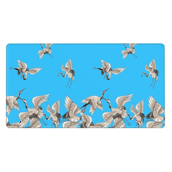 Naloa Japanese White Cranes Gaming Mouse Pad Large Mouse Mat Long Extended Desk Pad Non-Slip Rubber Mice Pads Stitched Edges Thin Pad (16x29.5 Inch)