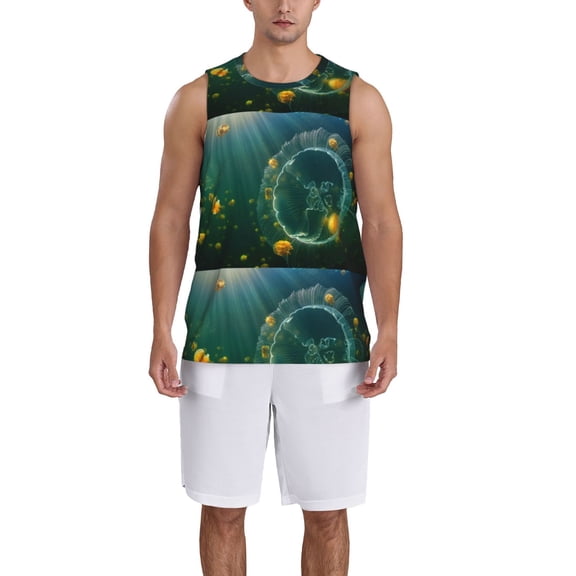 Naloa Jelly Fish Basketball Jersey Reversible Men's Mesh Athletic Sports Shirts Training Practice S-4XLMedium