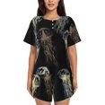 thumbnail image 1 of Naloa Jellyfish Women's Short-Sleeved Pajama Set, Loungewear, Summer pajamas, Breathable Cozy - Medium, 1 of 9