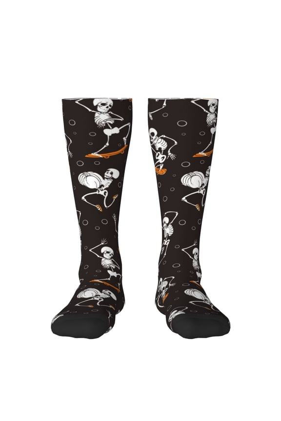 Jumping Skull Thigh High Socks Extra Long Stretchy Sock Women Over Knee High Opaque Stocking Daily Wear