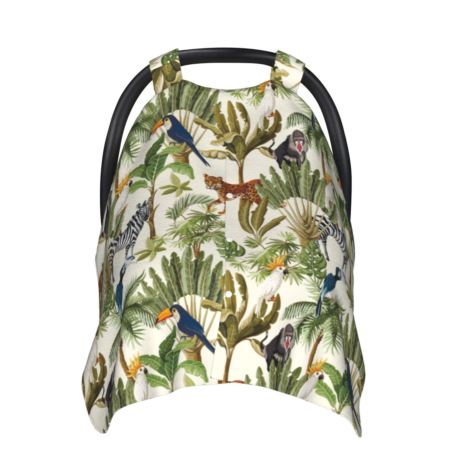 Naloa Jungle Animals Baby Car Seat Cover, Breathable Baby Carrier Cover, Multiuse Baby Carrier Cover & Nursing Breastfeeding Cover