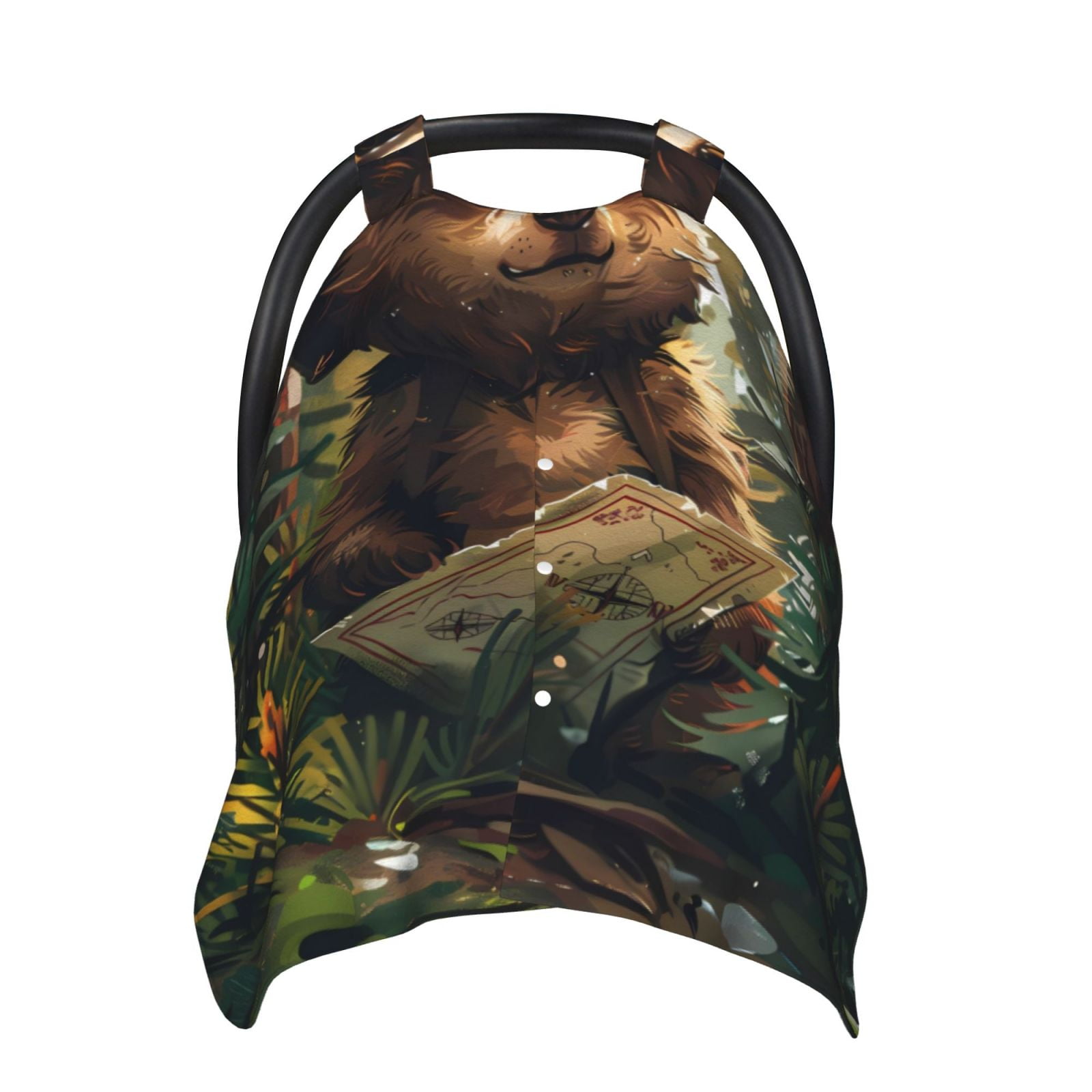 Naloa Jungle Hat Bear Baby Car Seat Cover, Breathable Baby Carrier Cover, Multiuse Baby Carrier Cover & Nursing Breastfeeding Cover