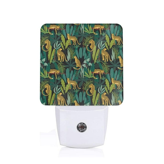 Naloa Jungle Leopard Yellow Night Lights Plug into Wall, Dusk to Dawn Sensor Warm White Led Night Light 0.5W, Nightlight suit for Adults, Bedroom, Bathroom, Hallway, Kitchen