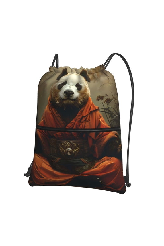 Jungle Meditating Panda Drawstring Backpack String Bag Cinch Water Resistant for Gym Shopping Sport Yoga