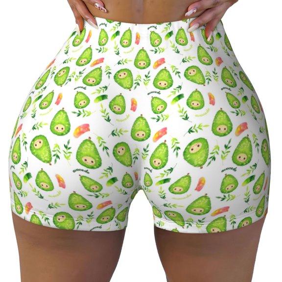 Naloa Kawaii Avocado Biker Shorts for Women Seamless Scrunch Short Women’s Yoga Shorts for Gym Running Sport Shorts - Medium