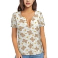 thumbnail image 1 of Naloa Kawaii Bear Print T-Shirts Short Sleeve V Neck Tees for Women Fashion Tops Trendy Lightweight Soft Casual Summer Outfits Clothes, 1 of 5