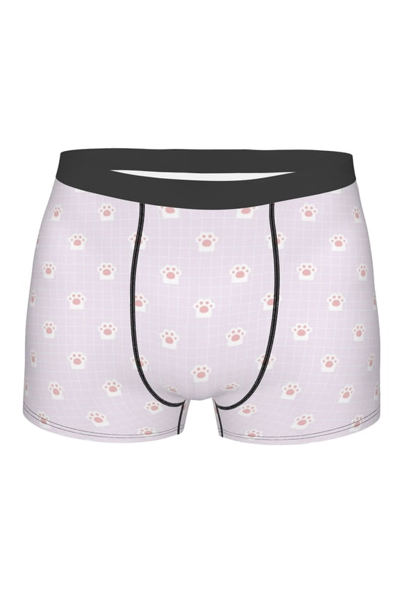 Kawaii Cat Paw Print Mens Underwear - Boxers for Men, Classic Briefs for Men