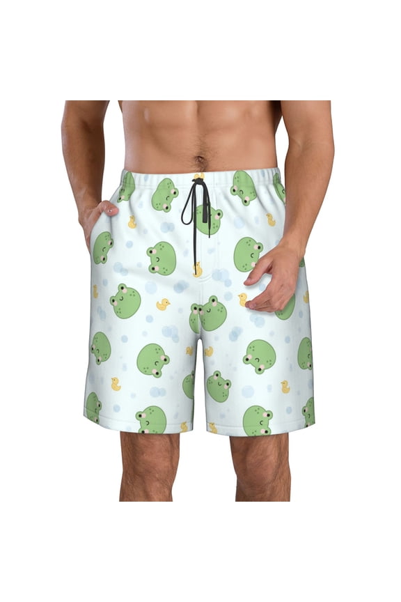 Kawaii Frogs Men's Beach Shorts, Surfing shorts, Swim trunks, Quick Dry Swim Trunks for Surfing Beach Fun - XX-Large