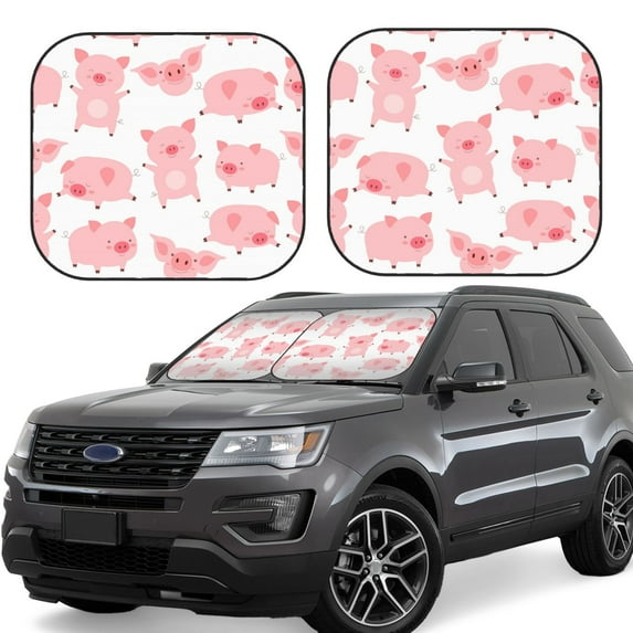 Naloa Kawaii Pigs 2 Piece Foldable Car Sun Shades, Car Windshield Sunshade, Front Window Sunshade for Car, Truck, SUV - Small