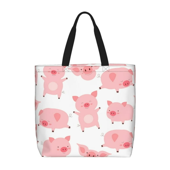 Naloa Kawaii Pigs Tote Bag for Women, Foldable Tote Bag With Zipper, Large Shoulder Bag, Top Handle Handbag for Travel, Work, Shopping