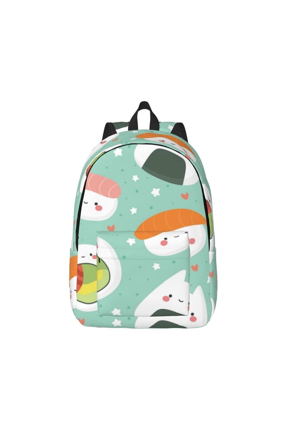 Kawaii Sushi Canvas Backpack for Men Women Rucksack Casual Travel Daypack College Tote Satchel Bookbag for Teens-Small