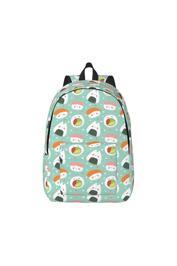 Kawaii Sushi Canvas Backpack for Men Women Rucksack Casual Travel Daypack College Tote Satchel Bookbag for Teens-Small