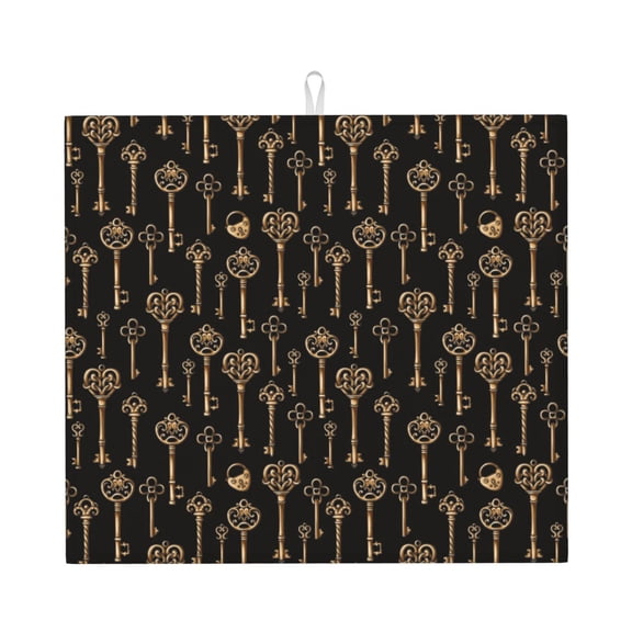 Naloa Keys Dish Drying Mat for Kitchen Counter, Heat Resistant Drainer Mats, Absorbent Draining Mat,Dish Rack Pad,16"x18"