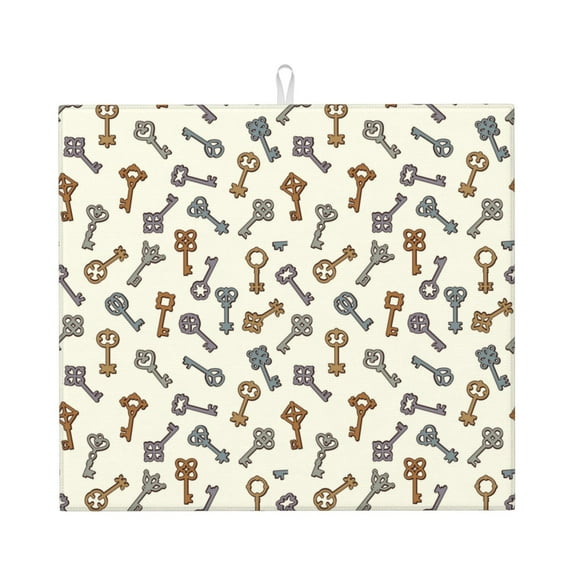 Naloa Keys1 Dish Drying Mat for Kitchen Counter, Heat Resistant Drainer Mats, Absorbent Draining Mat,Dish Rack Pad,16"x18"