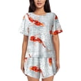 thumbnail image 1 of Naloa Koi Fish Corals,Spring Summer Women's Short-Sleeved Pajama Set, Loungewear, Summer pajamas, Breathable Cozy - XX-Large, 1 of 9