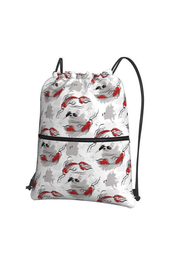 Koi Fish Drawstring Backpack String Bag Cinch Water Resistant for Gym Shopping Sport Yoga