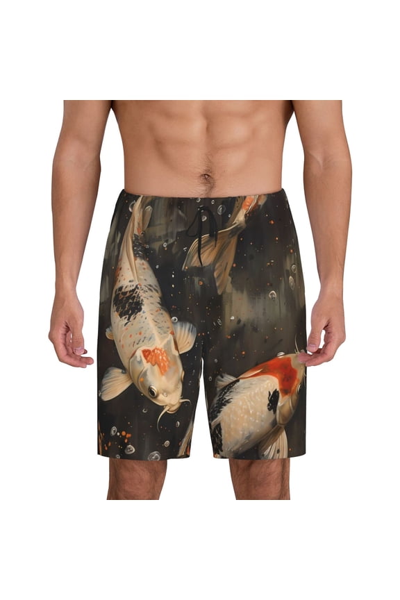 Koi Fish Tranquility Men's Short Pajama Pants, Pj Shorts, Lounge Comfort Shorts-XX-Large