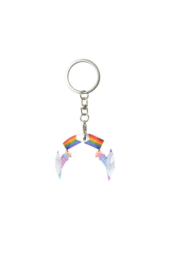 Naloa LGBT Gnomes Print Round Keychain Keychain Key Ring, Key Tag, Key Chain Bulk for Gift Accessories (Round)