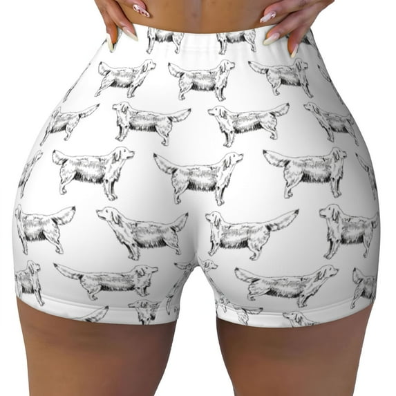 Naloa Labrador Retriever Dog Biker Shorts for Women Seamless Scrunch Short Women’s Yoga Shorts for Gym Running Sport Shorts - Small