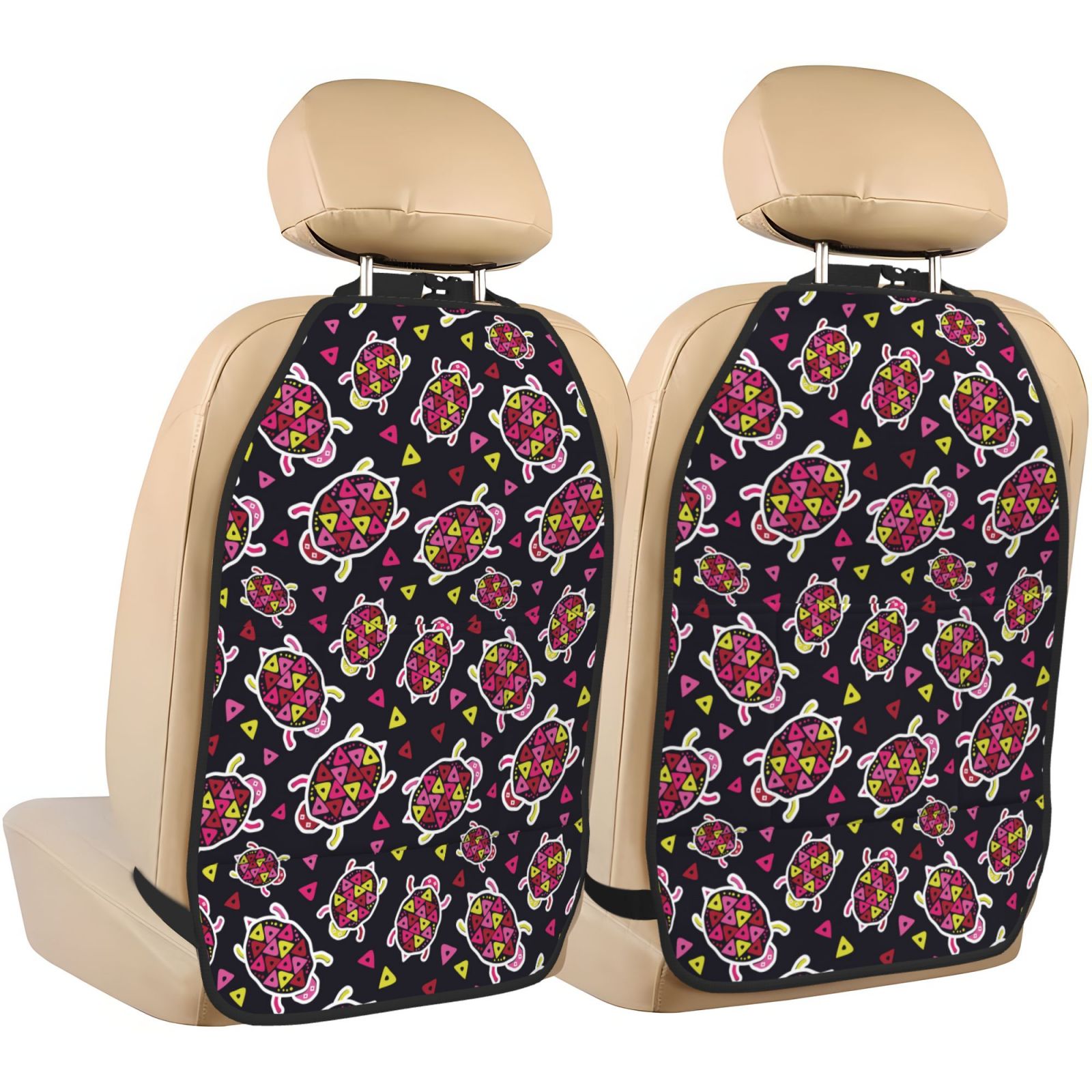 Naloa Ladybug 2Pcs Anti-Kick Back Seat Cover Kick Mat, Car Seat Protector with 3 Storage Pockets