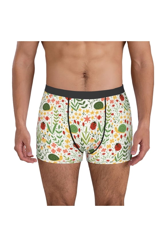 Ladybug And Wild Flowers Mens Underwear - Boxers for Men, Mens Boxer Briefs, Classic Briefs for Men-X-Large