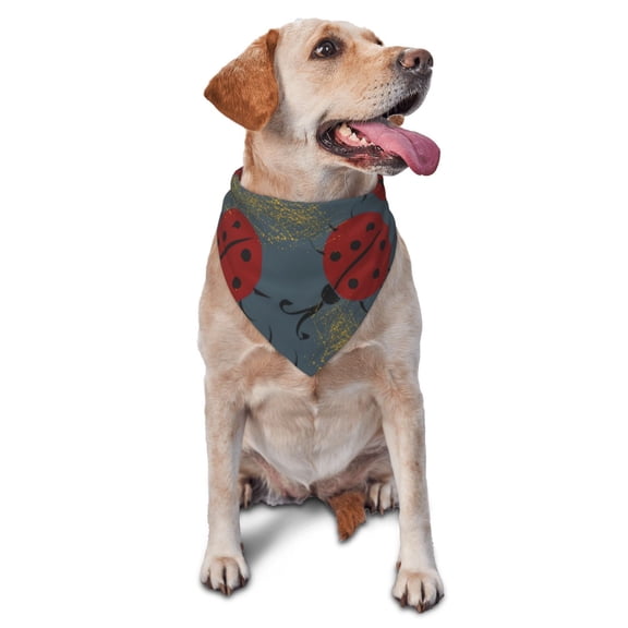 Naloa Ladybug Dog Bandanas 1PC Washable Triangle Dog Scarfs Premium Durable Fabric, for Small Medium Large Dogs and Cats