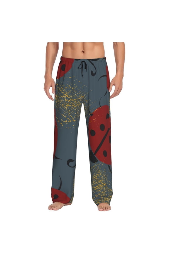 Ladybug Pajama Pants Men, PJ Bottoms, Sleep & Lounge Pants-Medium