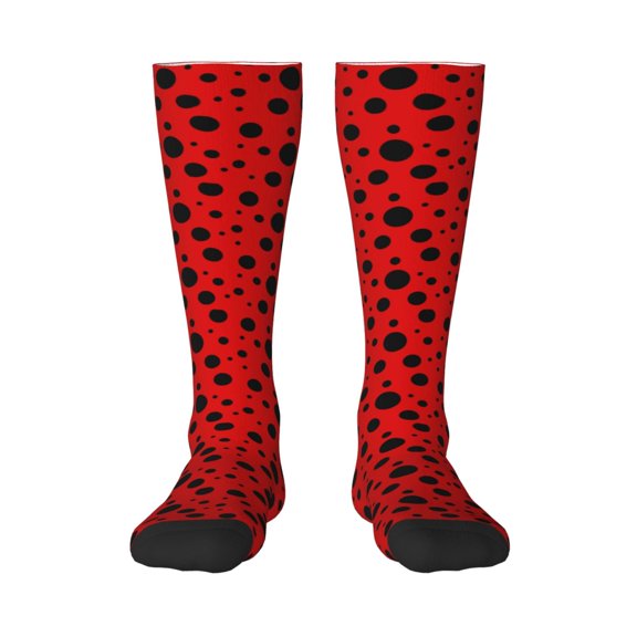 Naloa Ladybug Pattern Thigh High Socks Extra Long Stretchy Sock Women Over Knee High Opaque Stocking Daily Wear