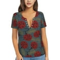 thumbnail image 1 of Naloa Ladybug Print T-Shirts Short Sleeve V Neck Tees for Women Fashion Tops Trendy Lightweight Soft Casual Summer Outfits Clothes, 1 of 5