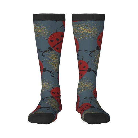 Naloa Ladybug Thigh High Socks Extra Long Stretchy Sock Women Over Knee High Opaque Stocking Daily Wear