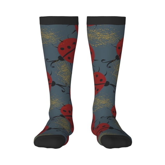 Naloa Ladybug Thigh High Socks Extra Long Stretchy Sock Women Over Knee High Opaque Stocking Daily Wear