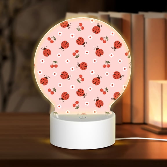 Naloa Ladybug With Flower Acrylic LED Night Light Custom LED Lights Personalized Nightlight Customized Gifts for Family Couples Friends