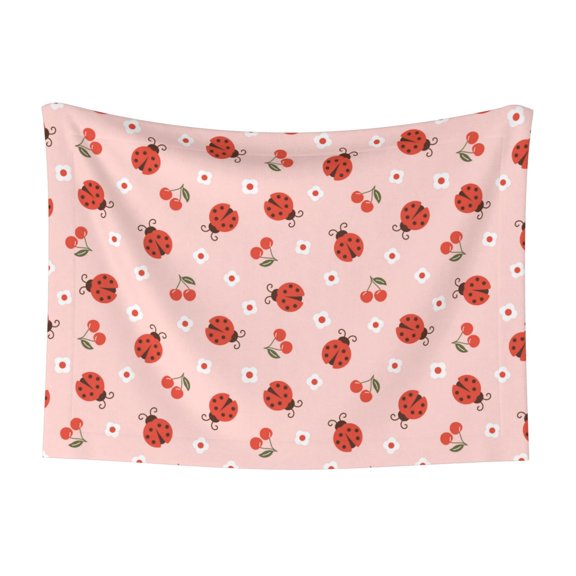 Naloa Ladybug With Flower Dog Blanket, 3 Sizes Cat Blanket for Indoor Cats Large Medium Small Dog Gifts-Medium
