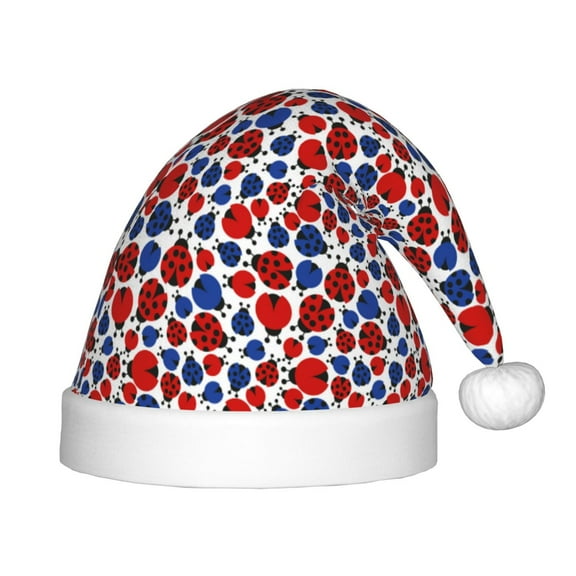Naloa Ladybugs Santa Hat for Kids Baby Christmas Hats,Girls Boys Toddler Plush Xmas Holiday Hat,Luxury Santa Claus Hat