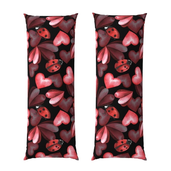 Naloa Ladybugs and Red Hearts Body Pillow Cover, Pillowcases with Hidden Zipper Breathable Long Pillow Case (Pillows are not included,20x54 inch)