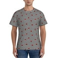 thumbnail image 1 of Naloa Ladybugs on Black and White Striped Men's T-Shirt Sport T-shirt Men's Basic Tee Casual Men's Shirt, Round Neck, Short Sleeves - Large, 1 of 5
