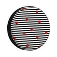 thumbnail image 1 of Naloa Ladybugs on Black and White Striped PVC Leather Spare Tire Wheel Cover for Car Truck SUV Camper Trailer Universal Fit many size17 inch, 1 of 6