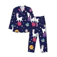 thumbnail image 1 of Naloa Lama in Space Men’s Pajamas Set - Long Sleeve Button Down Sleep Shirt and Pajama Bottoms Sleepwear Set-Medium, 1 of 7