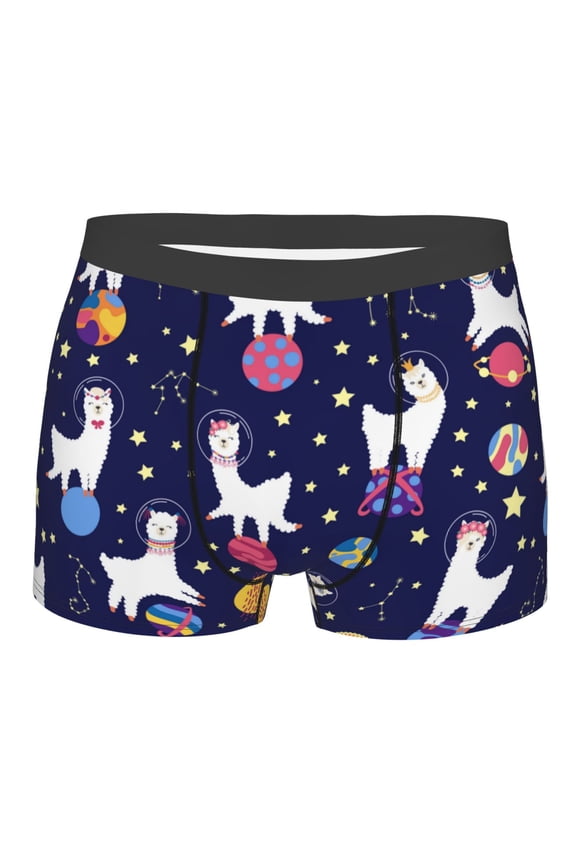 Lama in Space Print Mens Underwear - Boxers for Men, Classic Briefs for Men