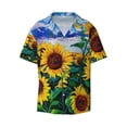 thumbnail image 1 of Naloa Landscape With Sunflowers Men's Loose Fit Cuban Collar Short-Sleeve Shirt with Button-down and Chest Pocket for Everyday Wear Outings - XX-Large, 1 of 7
