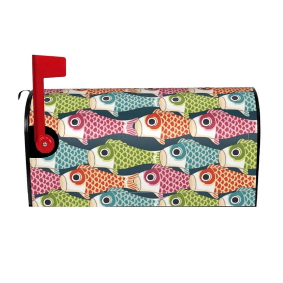 Naloa Lantern Koi Fish Mailbox Covers Magnetic Post Box Cover Post Letter Box Cover Garden Decor-21x18 in