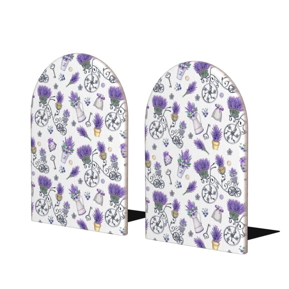 Naloa Lavender Bicycle 2 Pcs Bookend Large Capacity Office Book Ends for Home Office Library School Study Decoration